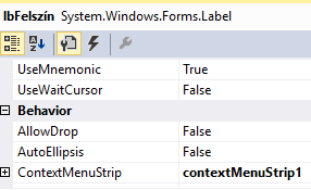 A ContextMenu menüpontjai akkor bukkannak fel, amikor egy vezérlőre a jobb egérgombbal kattintunk.