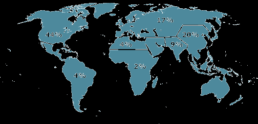 38. ábra: MIT OCW látogatóinak földrajzi megoszlása (forrás: http://ocw.mit.edu/about/site-statistics) 12.