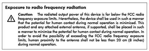 A rádiófrekvenciás sugárzás mértéke Megjegyzések a brazíliai felhasználók számára Kanadai nyilatkozatok Under Industry Canada regulations, this radio transmitter may only operate using an antenna of