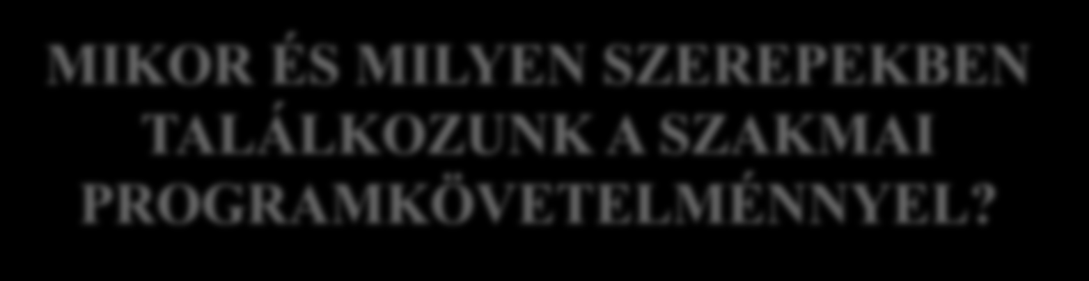 MIKOR ÉS MILYEN SZEREPEKBEN TALÁLKOZUNK A SZAKMAI PROGRAMKÖVETELMÉNNYEL?