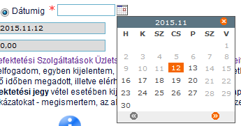 2.3. Képernyő részei, kezelőfelület eszközei 2.3.1. Beviteli mezők Beviteli mező: szabad szöveges beviteli mező. A kötelezően kitöltendő mezők piros csillaggal vannak jelölve.