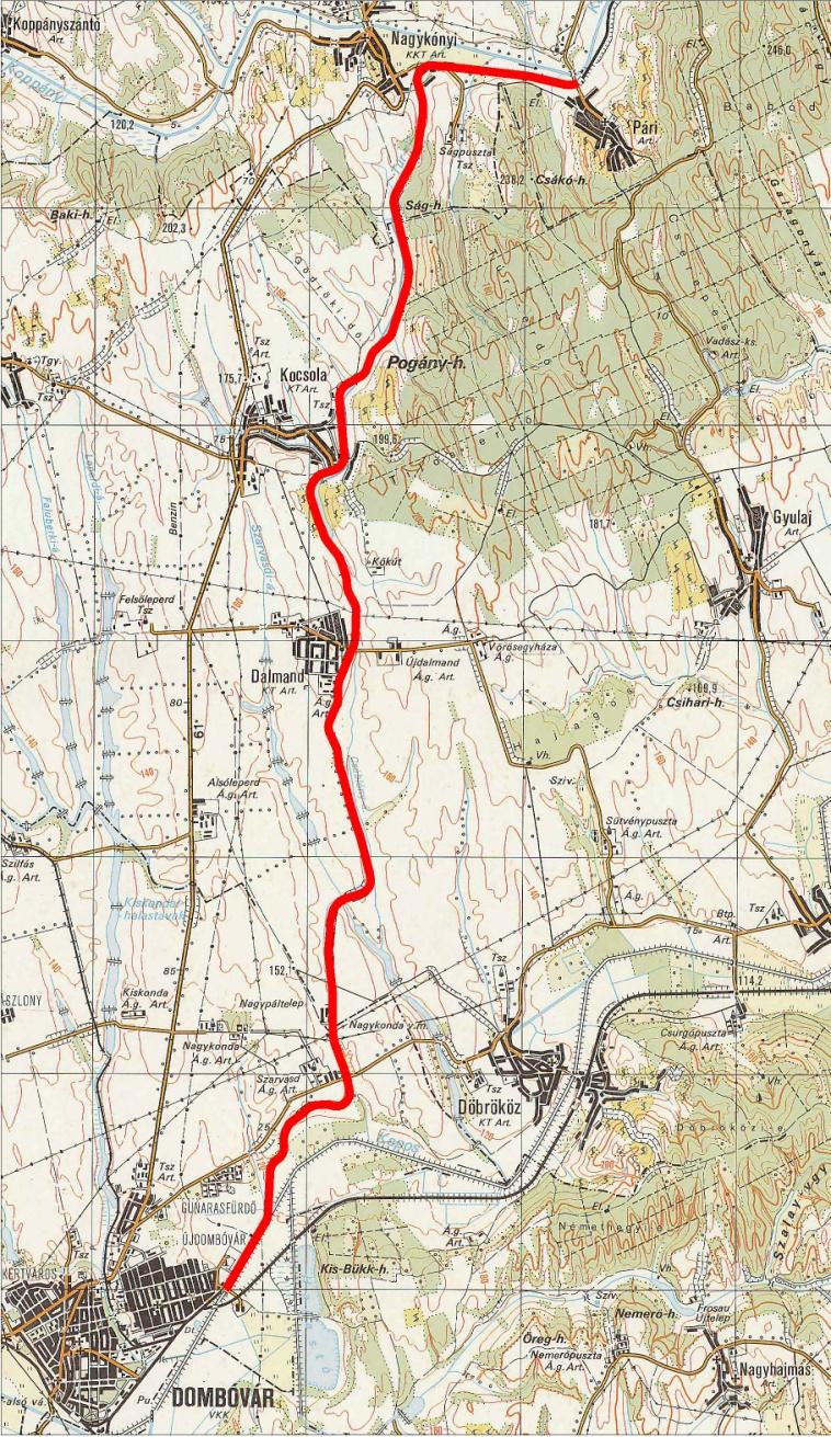 Dombóvár Tamási (Pári) kerékpáros útvonal az egykori vasúti nyomvonalon,