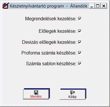 FORINT-Soft Kft. Készletnyilvántartó program 78 Használt programmodulok Ebben a részben kapcsolhatóak be az alábbi modulok: A megrendelések csak az 5. modulban érhetőek el.