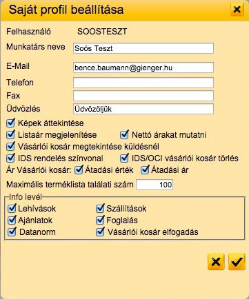 feliratra kattintva igényelhet újat saját profil beállítása Itt az alábbiakat tudja beállítani: Név Email