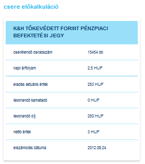 Az előkalkulációs táblát követően megjelenítésre kerül, hogy a kiválasztott értékpapírból mikor, milyen mennyiséget, milyen árfolyamon vásárolt.