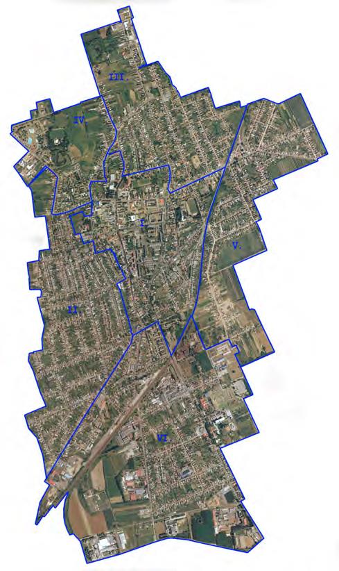STRATÉGIA 21 3. térkép: Kisvárda városrészei Forrás: IVS, 2010 A 6 városrész: I. Városközpont II.