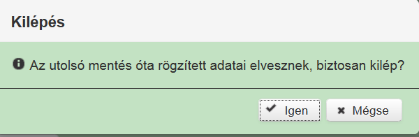 1.6 Jogcím választás utáni menü A menü a funkciógombokon kívül a kitöltő nevét és az ügyfél nevét tartalmazza. 1.6.1 A kilépés megnyomására megtörténik a kiléptetés a bizonylatból.