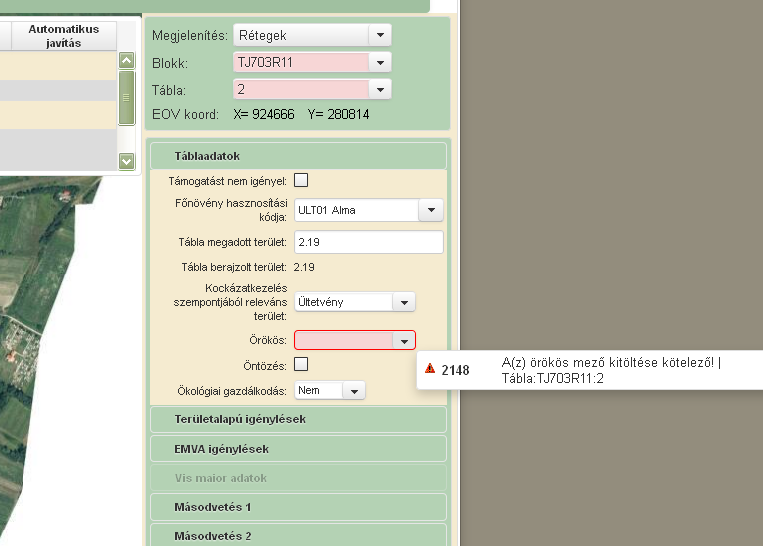 1.7 Megszemélyesítés A W0151 Egységes kérelem kiválasztását követően megszemélyesítésre kerül az ügyfél 2015. évi egységes kérelme.