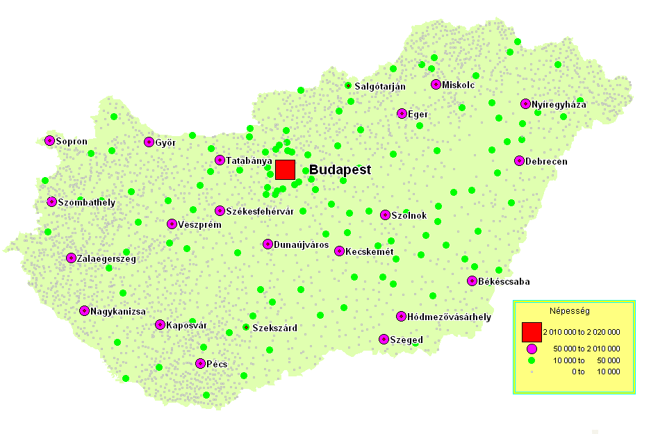 126 FEJEZET 6. ADATBÁNYÁSZATI MÓDSZEREK 6.5. ábra. A településenkénti vendégéjszakák számát mutató tematikus térkép (felső térkép).