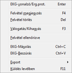 4.6 Leletek (eltárolt felvételek listája) A pácienslistában az [Enter] leütésével (vagy dupla egérklikkeléssel) hívhatók be a páciens eltárolt EKG leletei.