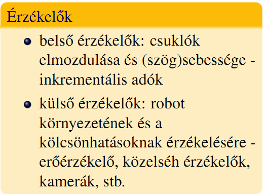 1. Robotikai alapfogalmak. Irányított mechanizmus, pálya, feladat, végeffektor. Robotirányító rendszer elvi felépítése. PTP (pont-pont) és CP (folytonos pálya) irányítás. Belső és külső érzékelők.