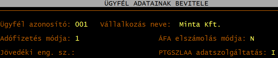 S z á m l á z á s v e v ő - s z á l l í t ó n y i l v á n t a r t á s ( U J V S Z ) 8 - Áfa elszámolás módja: N normál, P pénzforgalmi, M mentes vagy evás.