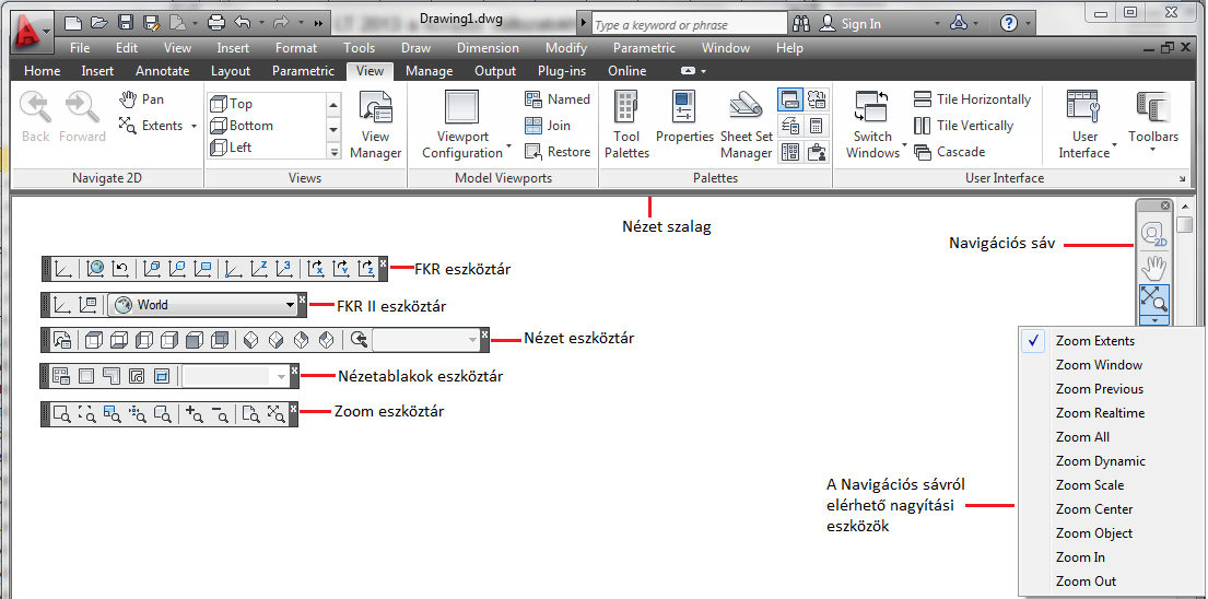 18 KÉPERNYŐMŰVELETEK KÉPERNYŐMŰVELETEK Az AutoCAD LT 2013 a korábbi változatokhoz hasonlóan, két térrendszerben, modell- és papírtérben dolgozik.