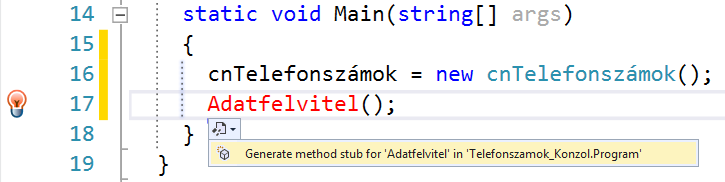 Létrehozunk egy adattagot az entitáskonténer számára, majd felvesszük a referenciák közé az Entity Framework-öt. Tegyük az adattagot statikussá.