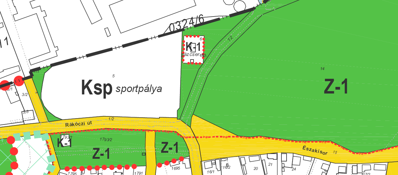 g) Horváth Sándor vállalkozó Tüzép telep bővítésére vonatkozó igénye: K-1 jelű különleges övezetbe sorolt övezetben működő tüzéptelep déli irányban, 7/3 hrsz ú, hatályos szabályozási tervben Z-1