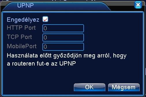 67. ábra Router UPnP A rögzítő UPNP beállítását a [Rendszer]-[Netservice] vagy a [Rendszer]-[Szolgáltatáson] menün belül lehet beállítani.