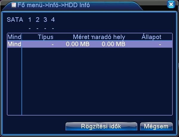 1 HDD információ Megmutatja a merevlemez