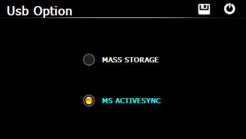 6.7.1 Mass Storage (Cserélhetı lemez mód) 1. Kapcsolja be a GPS készüléket és helyezzen memóriakártyát a memóriakártya olvasóba; 2. z gombot az alábbi beállító képernyı megnyitásához.