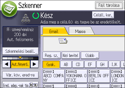 5. Szkennelés E-mail cím manuális megadása 1.