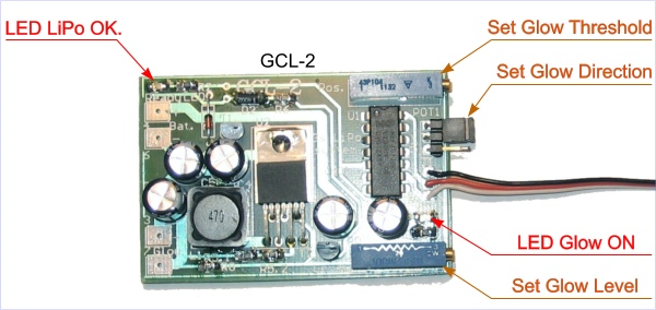 (GCL-2) A gyertya izzításához egy 3s LiPo akkumulátort (11.4V) kell használni. Az ajánlott kapacitás 1500mAh. Egy átlagos gyertya esetén ekkor az akkumulátorból kb. 0.3-0.