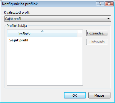 A Kiválasztott profil legördülő menüben az aktuálisan kijelölt profil látható. Alapértelmezés szerint a bejegyzés értéke a Saját profil.
