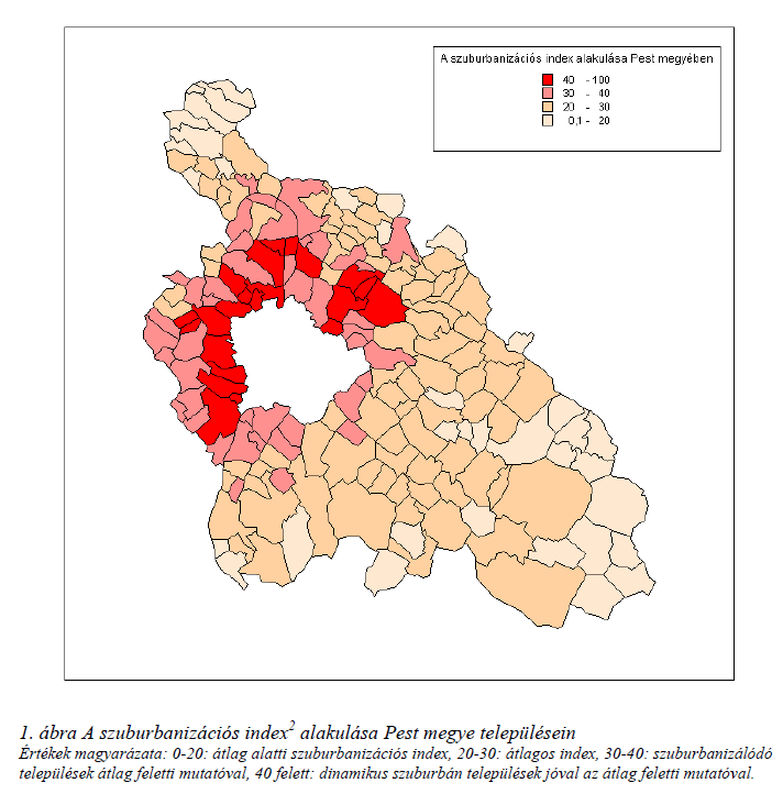 Szuburbanizációs index alakulása Pest megye