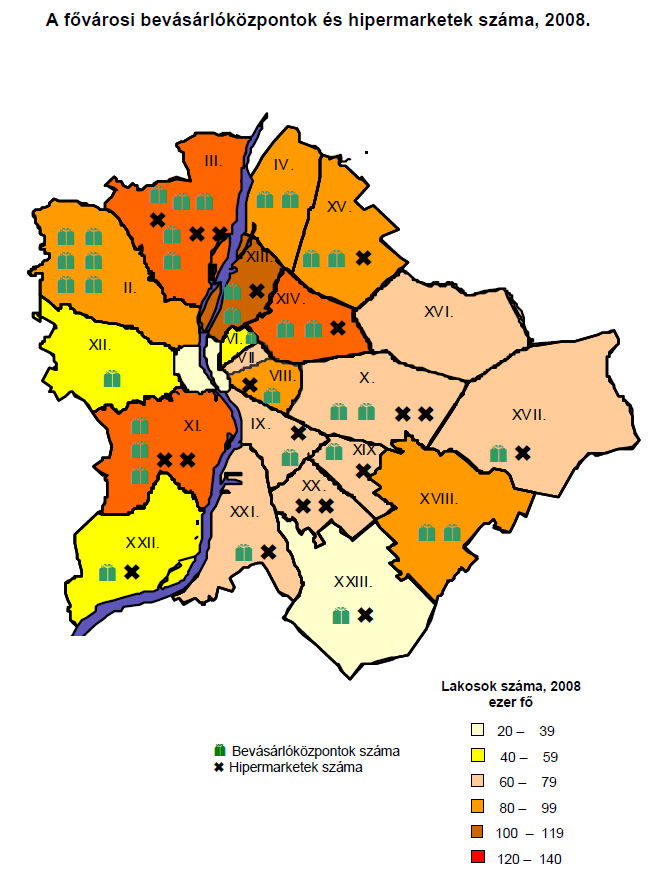 Kiskereskedelmi üzletek számának alakulása Magyarországon 2008 Forrás: KSH