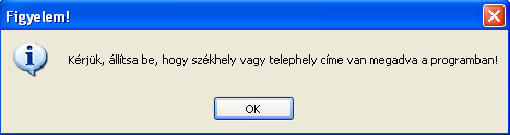 139. ábra Az adatszolgáltatást mindig az Adatszolgáltatás jellege és a Székhely/Telephely beállítások helyes megadásával kell kezdenünk, mert a program addig nem enged nevet kiválasztani, amíg ezek a