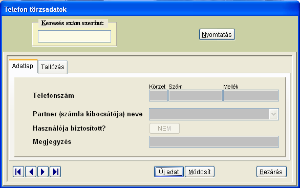 53. ábra Telefon törzsadatainak felvitelére szolgáló ablak. 3.1.6.