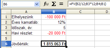 15. Pénzügyi és statisztikai függvények 15.1. Pénzügyi függvények Ebben a kategóriában több mint ötven függvényt találunk, ezek közül csak néhányat tekintünk át. Az OpenOffice.