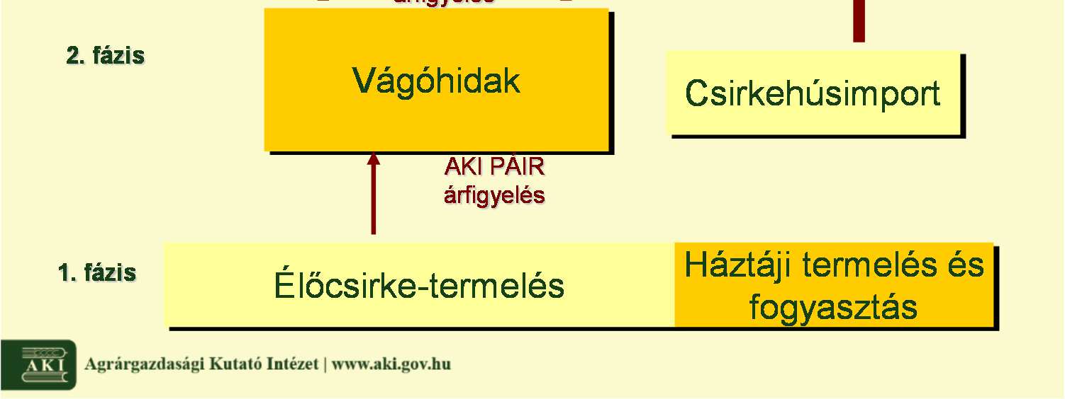 A heti átlagárakat áfa nélkül 100 kg-ra vonatkoztatva nemzeti valutában kell megadni. 9. ábra: A csirkehús termékpálya fázisai 9.