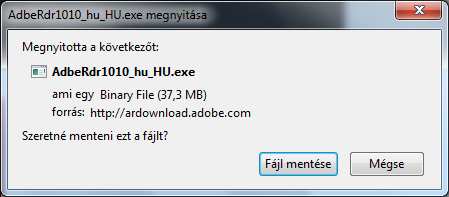 b) Adobe Reader program letöltése Mozilla Firefox böngészı esetén Ha Mozilla Firefox böngészıt