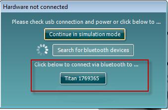 Ellenőrizze, hogy a Titan továbbra is be van-e kapcsolva. 6. Hagyja, hogy a Bluetooth-eszköz megkeresse a Titan készüléket.