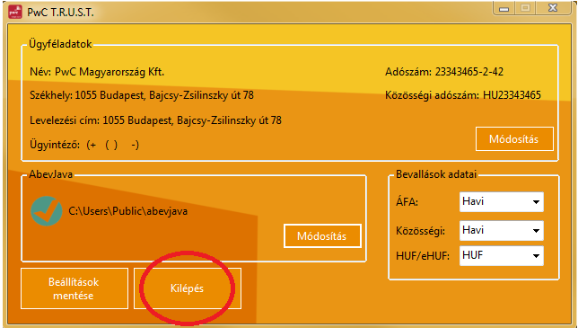 Ha a Kilépés gombbal lép ki, vagy bezárja az ablakot, akkor módosításai nem kerülnek mentésre. 3.