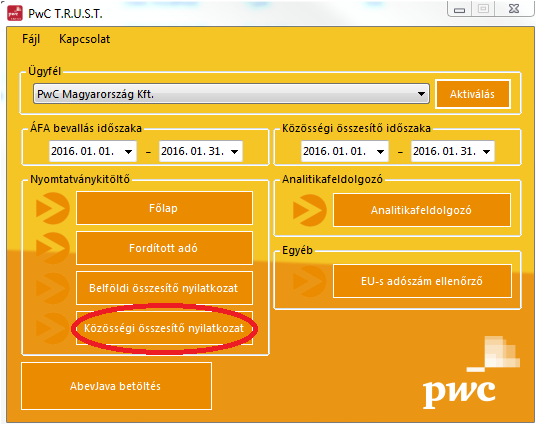 Az M-lapokon a program vizsgálja, hogy az újonnan felvitt eredeti számlák (01, 02 lapok) egyenként elérik-e az 1.000.000 Ft-ot. 6.4.