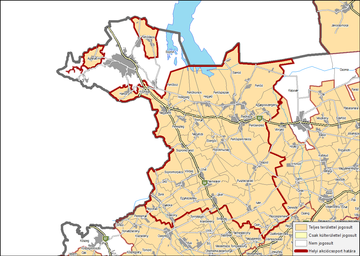 3. A Helyi Fejlesztési Stratégia által lefedett terület és lakosság meghatározása A 2008-ban megalakult Leader térségünk lefedi a soproni járás teljes területét (Sopron MJV kivételével), illetve a