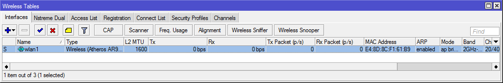 Wireless Interfaces Access List Registration