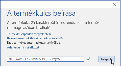 PROGRAMTELEPÍTÉS ÉS ELTÁVOLÍTÁS 21 Ezt követően aktiválnunk kell az Office rendszert. Ha fiókunkhoz kapcsoltan megvásároltuk a szoftvert, lépjünk be a fiókunkkal!