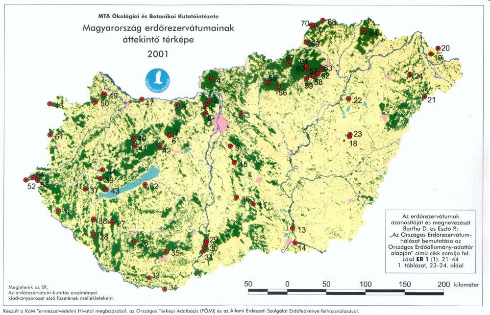 Különleges rendeltetésű védett természeti területek A hazai erdőrezervátum hálózat főbb adatai: Jelenleg 63