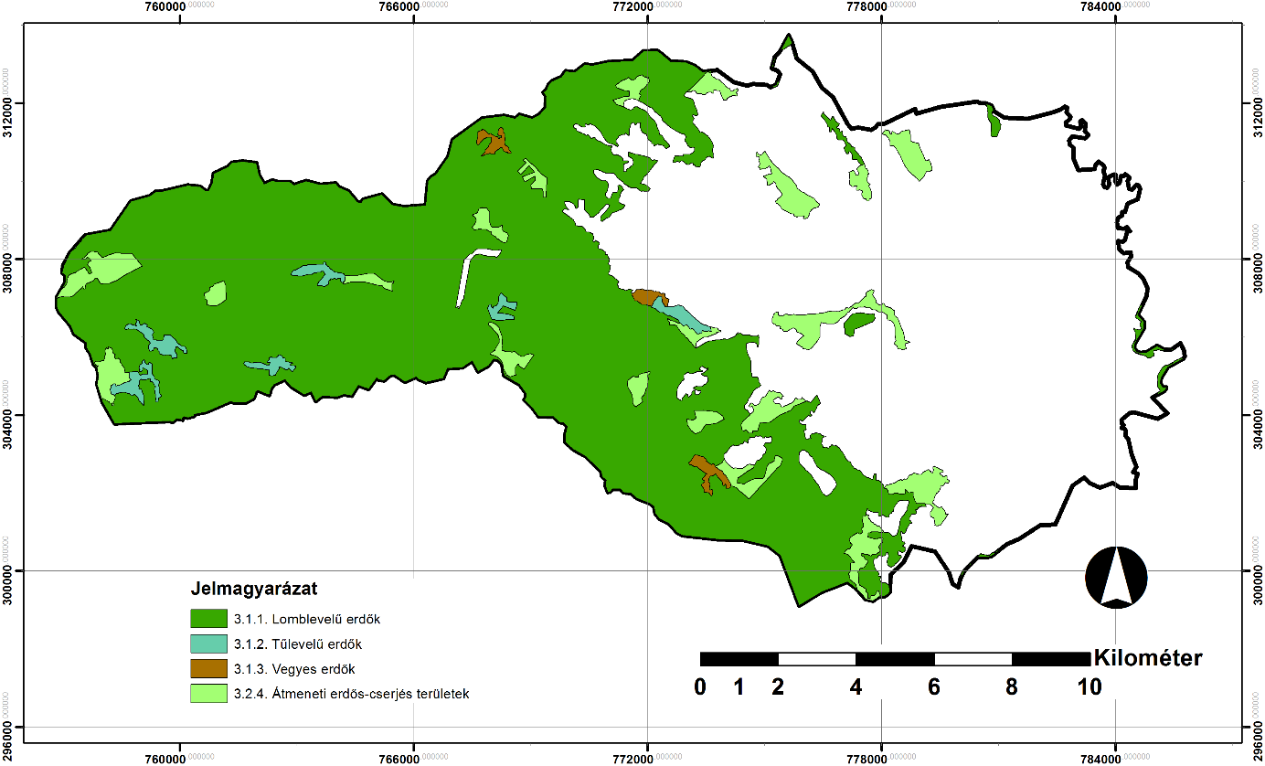 18. ábra Az erdők és természetközeli helyek Forrás: CORINE A mezőgazdasági területek 6509 ha területet foglalnak el (9.