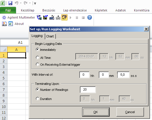 3.3. A bővítmény funkciói. Az Excel bővítmény a következő funkciókkal rendelkezik: mért érték adott cellába való beillesztése Get Single Reading (7.