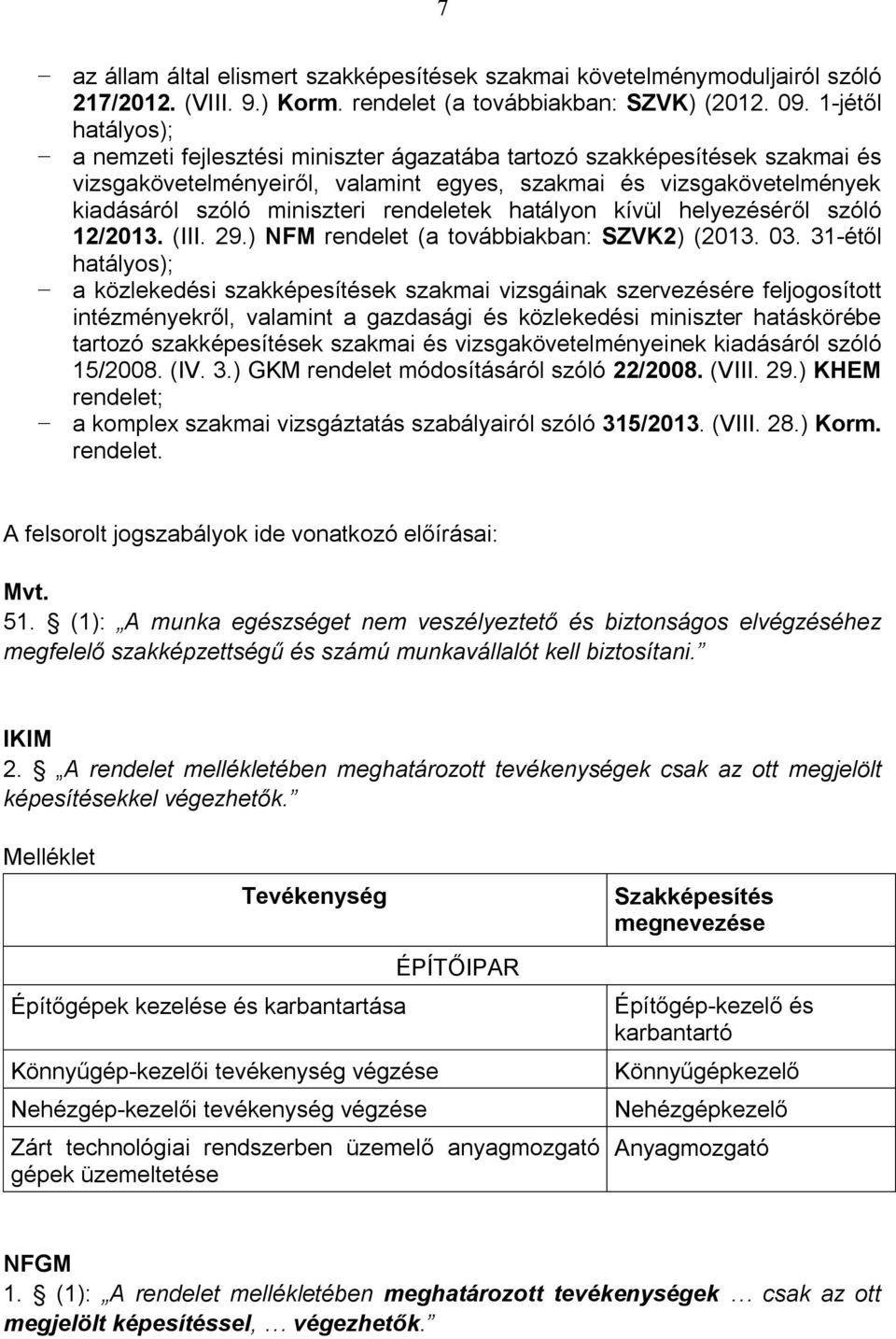 rendeletek hatályon kívül helyezéséről szóló 12/2013. (III. 29.) NFM rendelet (a továbbiakban: SZVK2) (2013. 03.