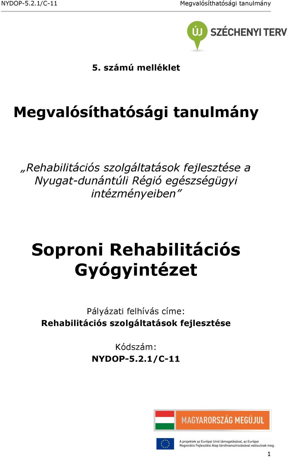 Rehabilitációs Gyógyintézet Pályázati felhívás címe: