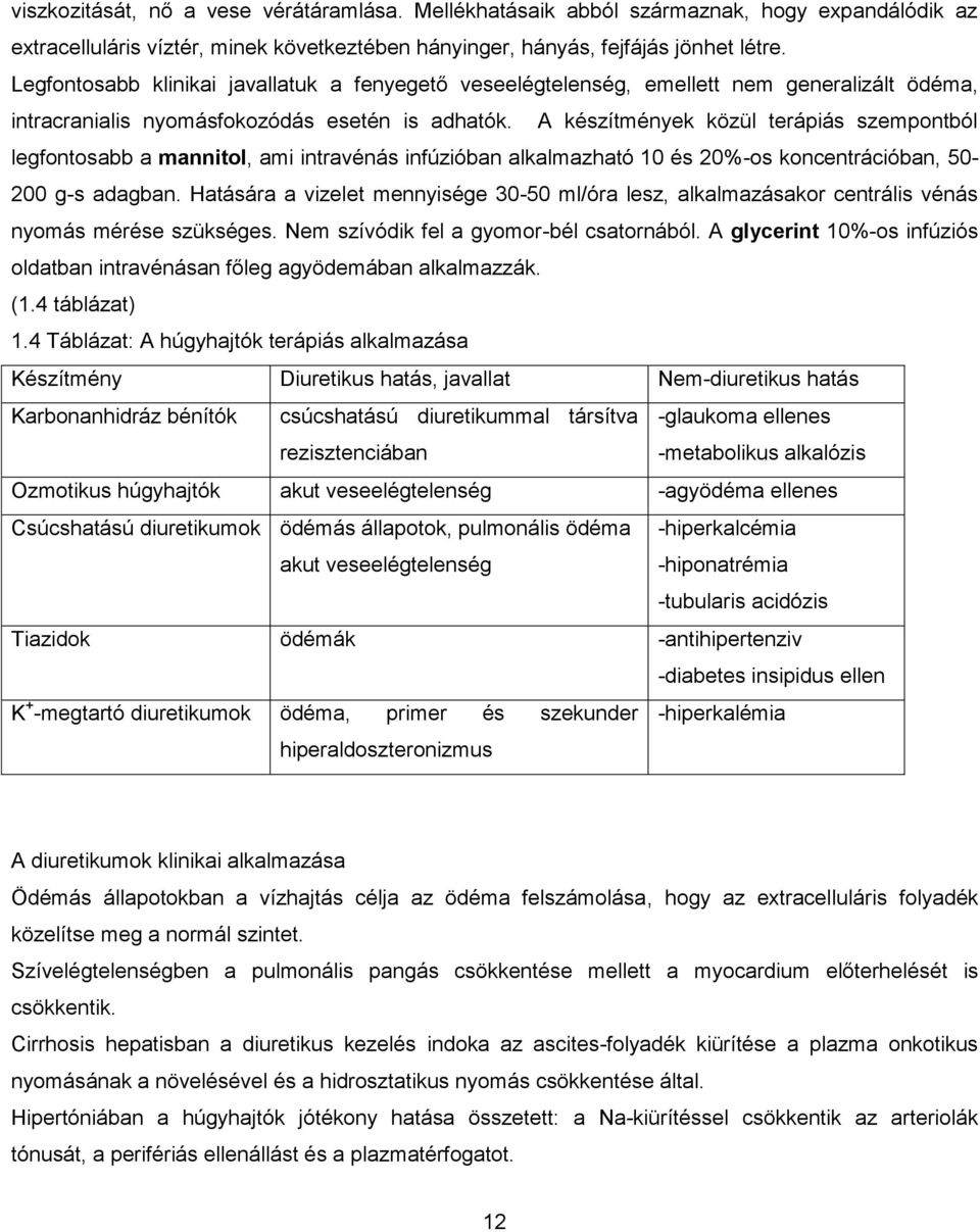 A készítmények közül terápiás szempontból legfontosabb a mannitol, ami intravénás infúzióban alkalmazható 10 és 20%-os koncentrációban, 50-200 g-s adagban.