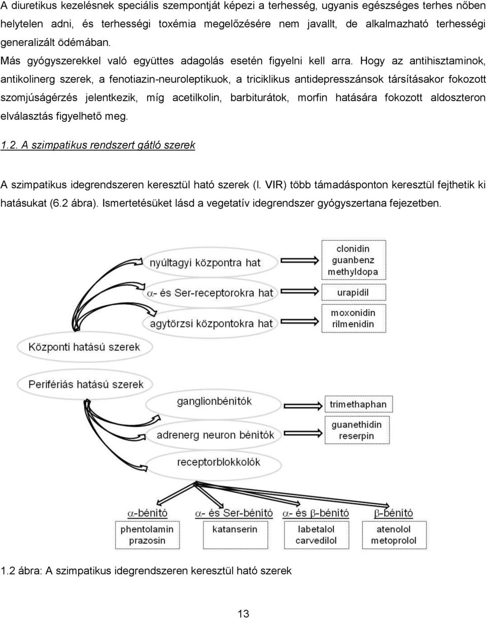 Hogy az antihisztaminok, antikolinerg szerek, a fenotiazin-neuroleptikuok, a triciklikus antidepresszánsok társításakor fokozott szomjúságérzés jelentkezik, míg acetilkolin, barbiturátok, morfin