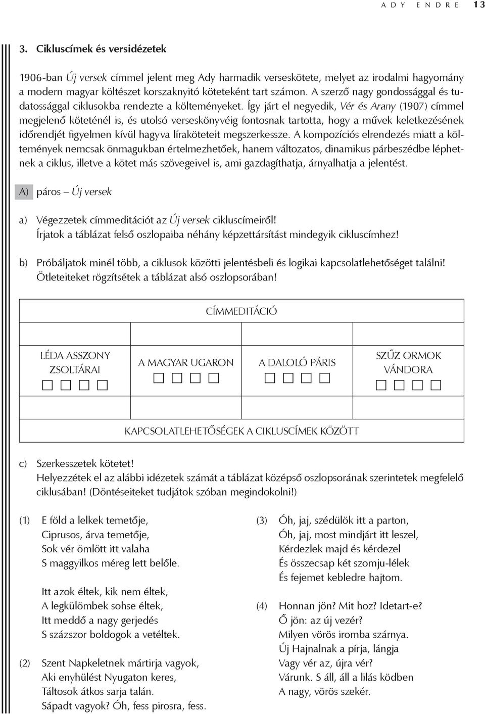 A szerző nagy gondossággal és tudatossággal ciklusokba rendezte a költeményeket.