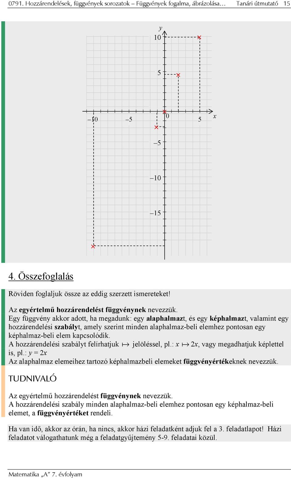 Egy függvény akkor adott, ha megadunk: egy alaphalmazt, és egy képhalmazt, valamint egy hozzárendelési szabályt, amely szerint minden alaphalmaz-beli elemhez pontosan egy képhalmaz-beli elem