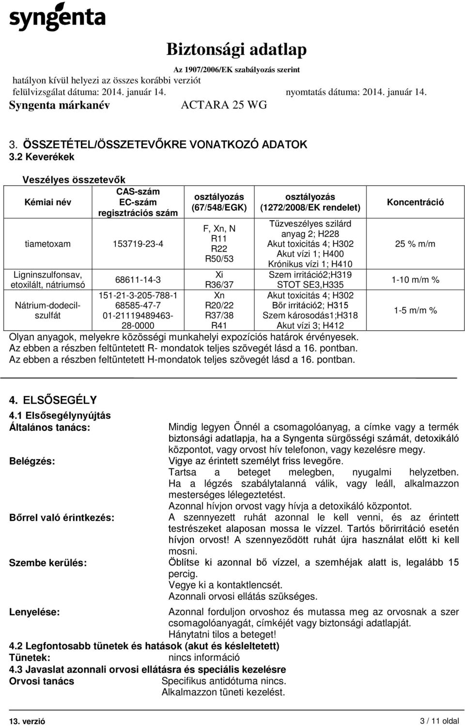 Tűzveszélyes szilárd anyag 2; H228 Akut toxicitás 4; H302 Akut vízi 1; H400 Krónikus vízi 1; H410 Szem irritáció2;h319 STOT SE3,H335 Akut toxicitás 4; H302 Bőr irritáció2; H315 Szem károsodás1;h318