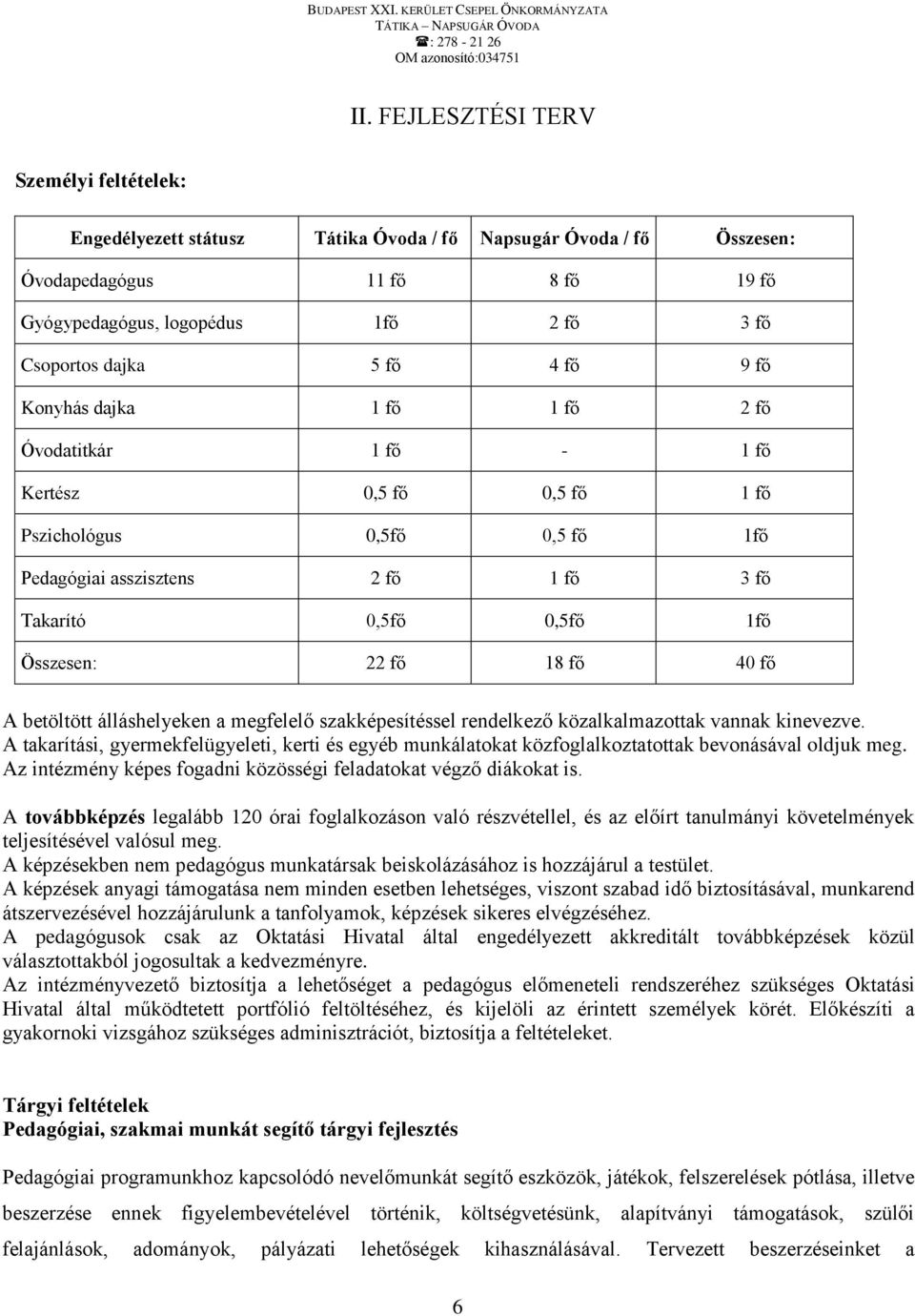 fő A betöltött álláshelyeken a megfelelő szakképesítéssel rendelkező közalkalmazottak vannak kinevezve.