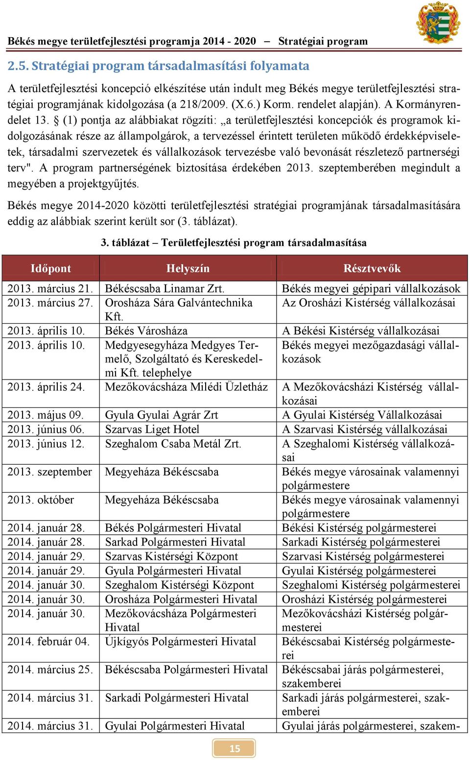 rendelet alapján). A Kormányrendelet 13.